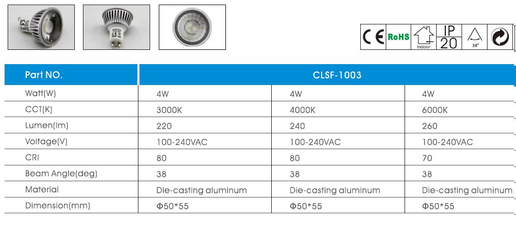 4W SMD CLSF GU10 LED spot lamp -1